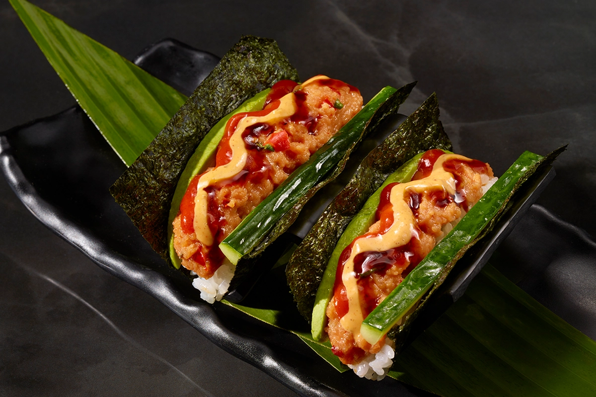 Spicy Tuna Hand Roll Dish Presentation